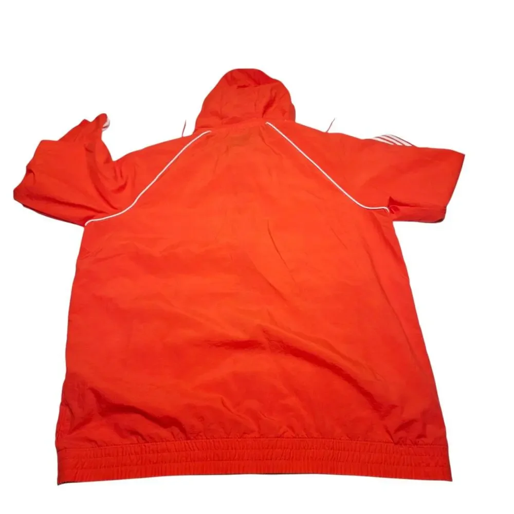 Adidas 3 Stripes SST Windbreaker Hooded Jacket Men’s XL Orange Packable Hood